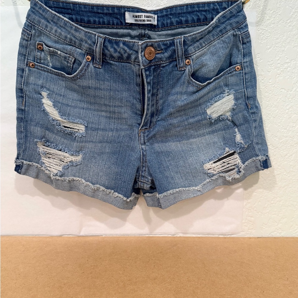 Almost famous Women's Distressed Blue Denim Shorts